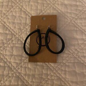 Leather Drop-hoop Earrings - Black NWT